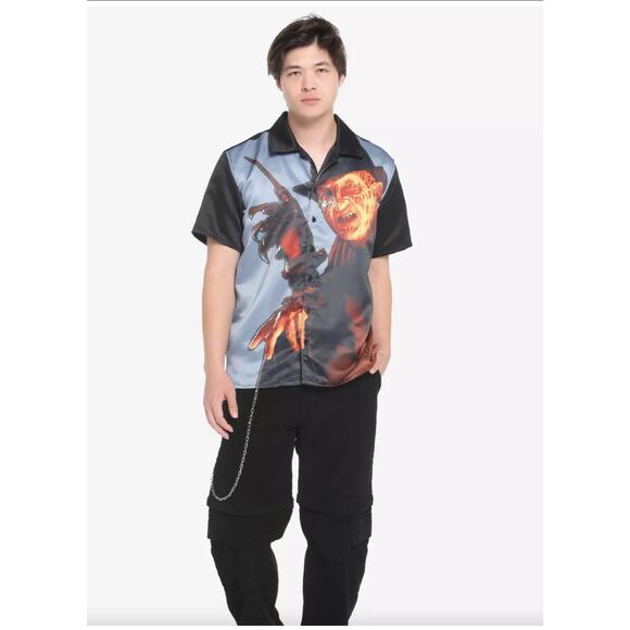 Hot Topic Freddy Vs. Jason Freddy Krueger Button-Up NTW Size L runs oversized - Picture 1 of 7